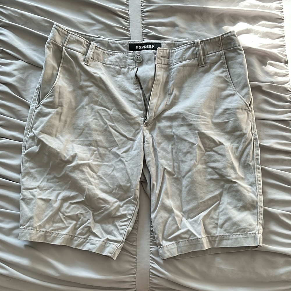 Express Classic at the Knee Light Gray Shorts